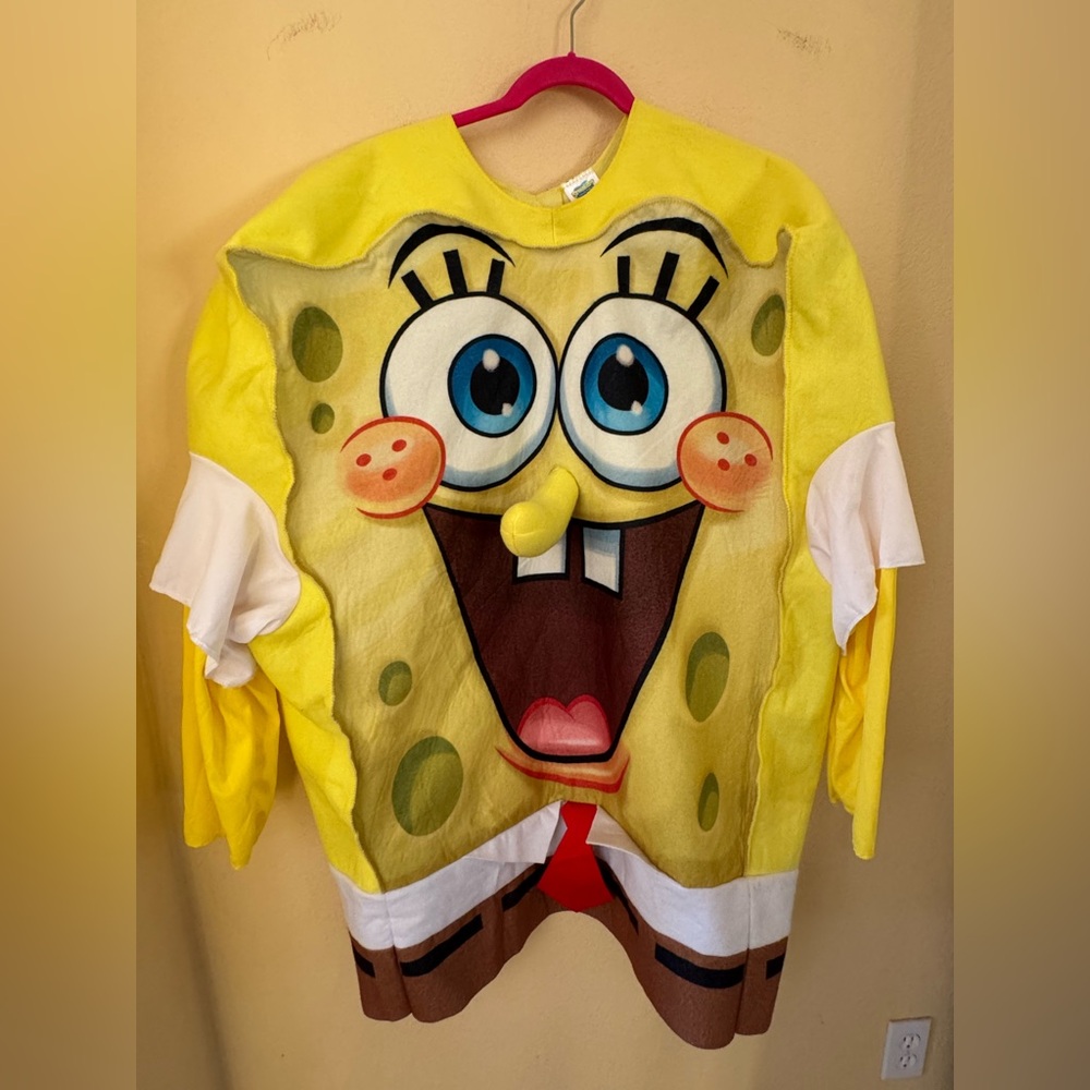 SpongeBob Squarepants Bright Yellow Graphic Face Men's Costume Top - Picture 3 of 6